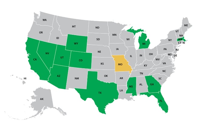 Map of States with Specific Lien Waivers