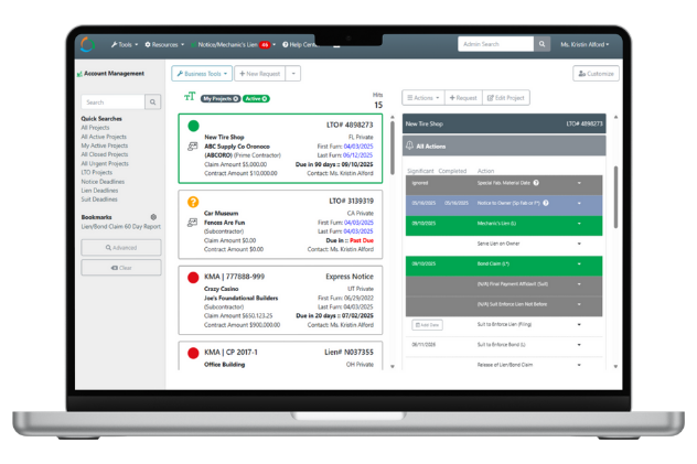 LienTracker Online Laptop Screen