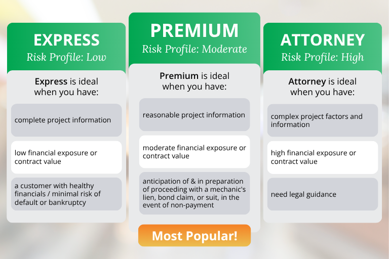table explain express premium attorney services