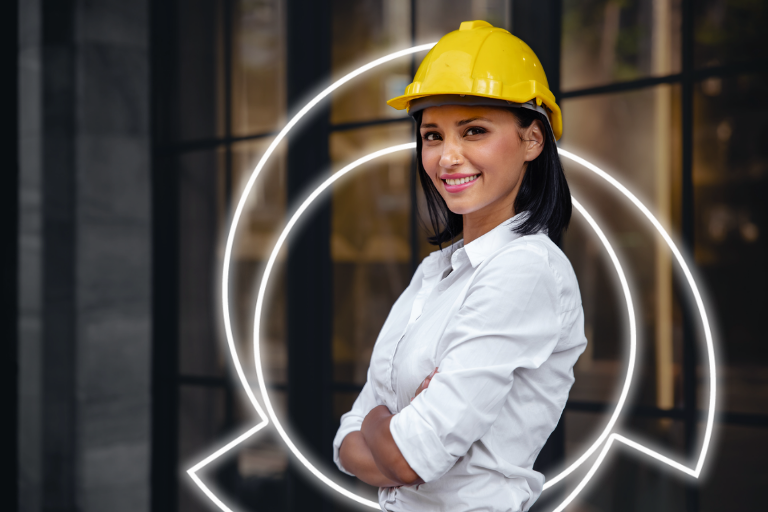 young professional woman in hardhat (NML)
