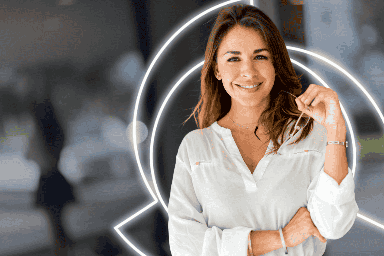 casual business woman facing camera