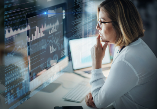 ucc filing services - woman at computer