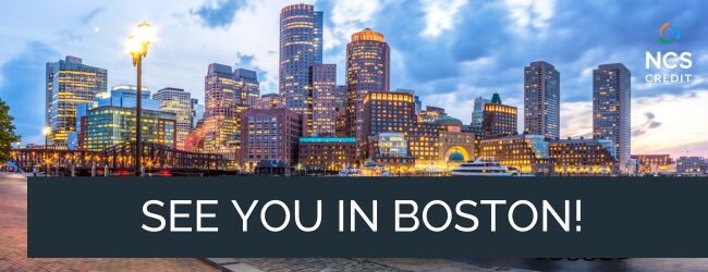 boston skyline with banner highlighting attendance at conference